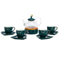 Wholesale manufacturer tea cups and saucer sets ceramic luxury  glass tea pot and ceramic cup coffee & tea sets